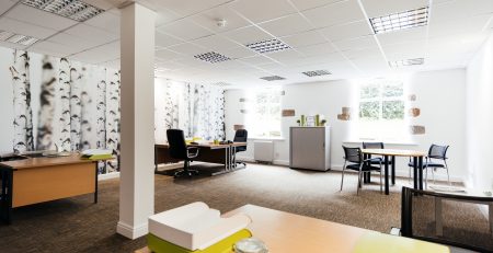 open plan desks in burnely central offices