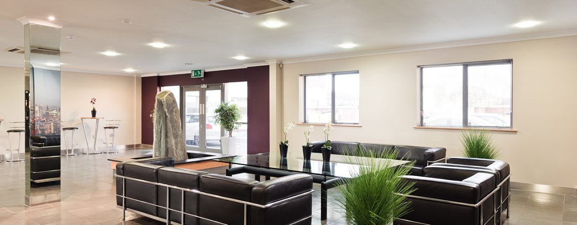 reception space at manchester east serviced office