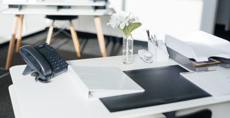 close up of hull white desk