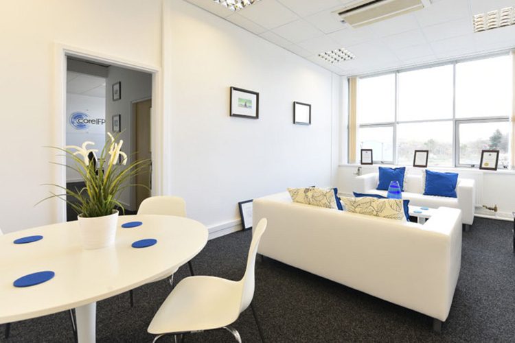 seating area with small tables at hull serviced offices